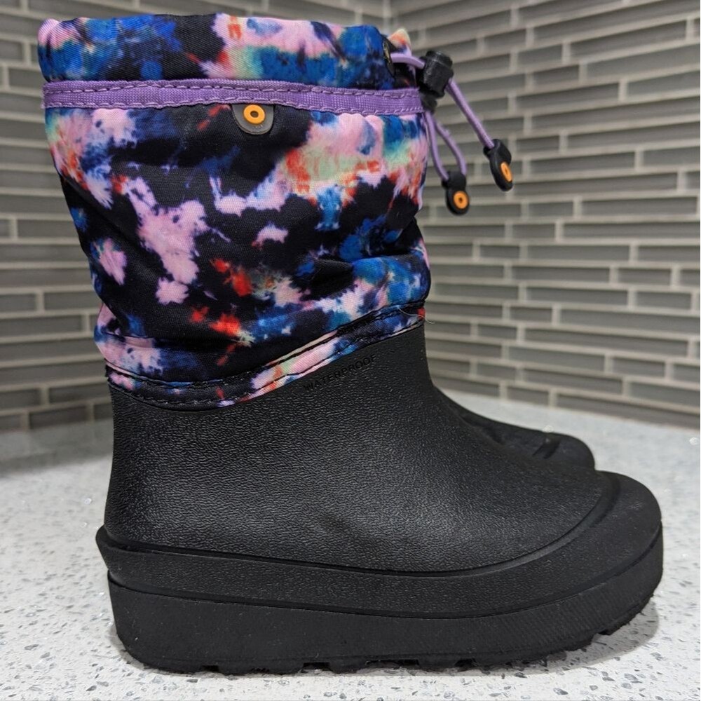 Bogs Kids Girls Snow Shell Waterproof Rain Snow Boot Black Purple Cosmos Size 11 - Picture 5 of 9